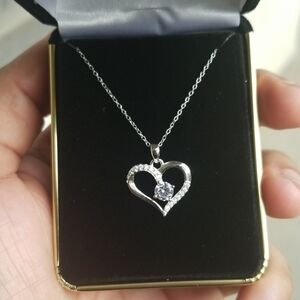 Sterling Silver 925 Rhodium Open Heart Pendant